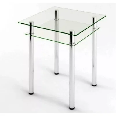 Glass dining table D-01-2 with tempered glass and chrome legs